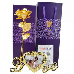 Gold Foil Flower Rose Gift Box Valentine's Day Gift With  Love Frame Gold Plated