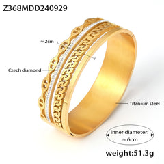 Buckle Bracelet Rhinestone Exaggerated Luxury Style
