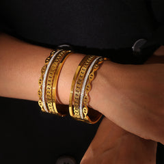 Buckle Bracelet Rhinestone Exaggerated Luxury Style