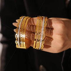 Buckle Bracelet Rhinestone Exaggerated Luxury Style
